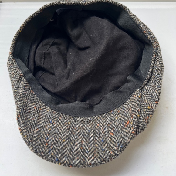 Mucros Weavers Irish Flat Cap Tweed 100% Wool Hat Driving Cap Size L Blue Brown - Picture 8 of 10
